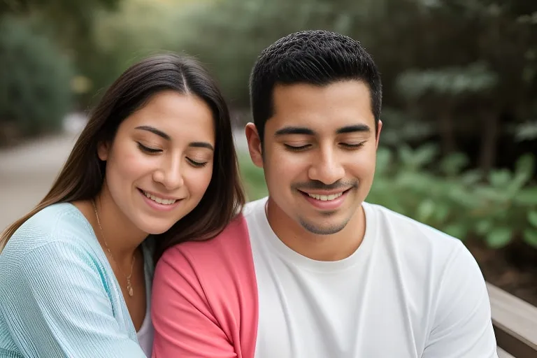 Pareja antes de corregir los ojos cerrados